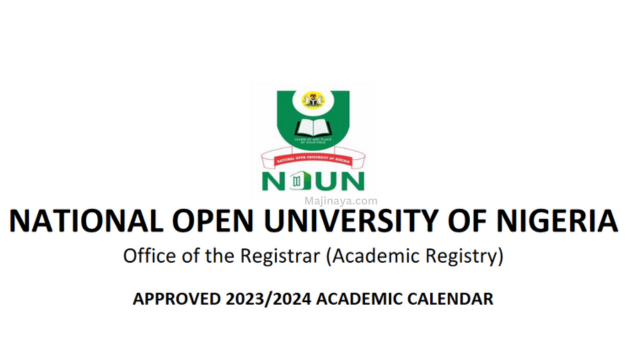 National Open University of Nigeria (NOUN) Approved academic Calendar 2023-2024 Checker Release