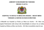 Ajira Mpya Arusha Reginal Referral Hospital - Mount Meru Contract Jobs Announcement