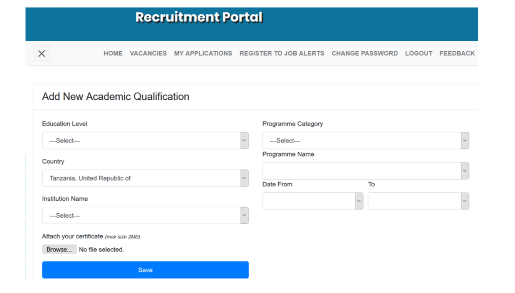 Ajira portal Academic Qualification