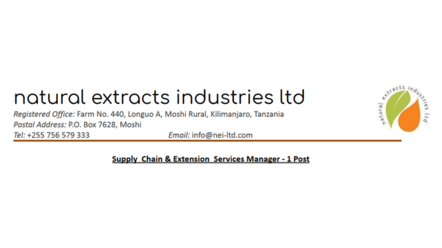 The latest Jobs in Supply Chain & Extension Services Manager at Natural Extracts Industries Ltd (NEI)