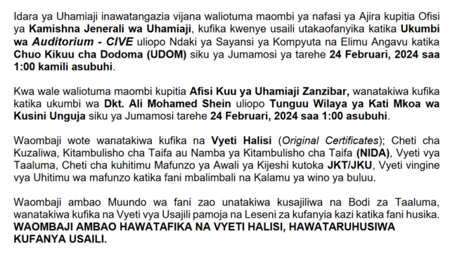 Majina Ya Walioitwa Kwenye Usaili Uhamiaji Immigration Tanzania Call For Interview 2024 25 3067